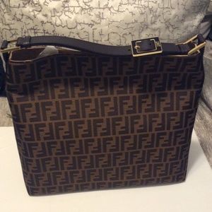 Fendi Zucca Large Hobo In Tobacco